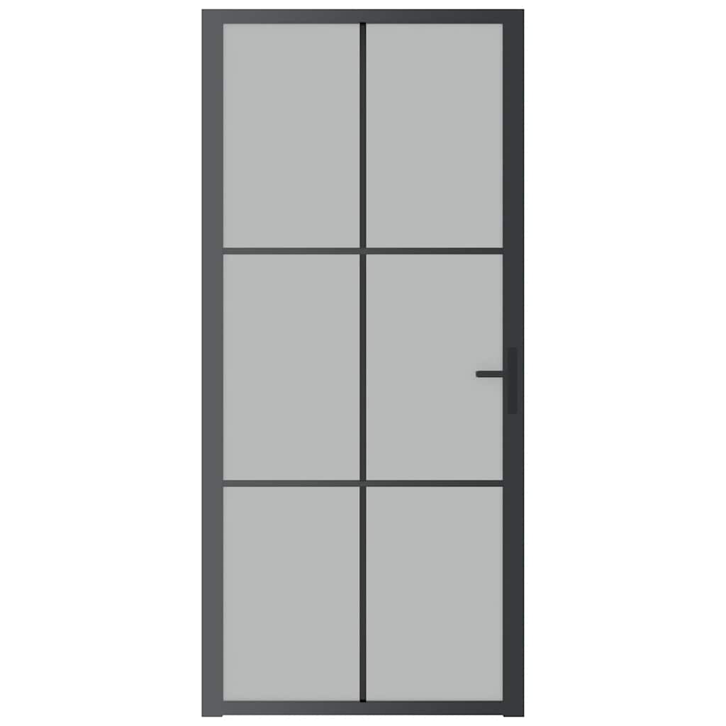 Vidaus durys, juodos, 93x201,5cm, matinis stiklas ir aliuminis