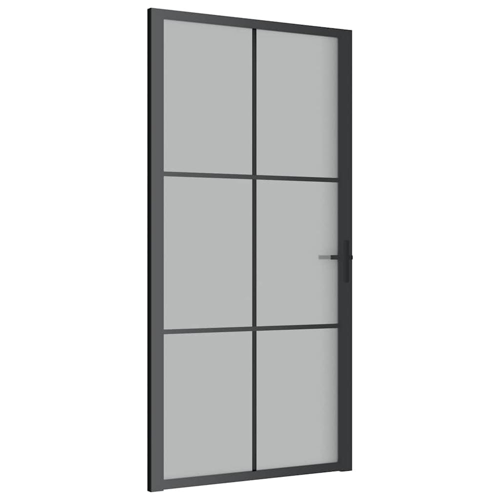 Vidaus durys, juodos, 102,5x201,5cm, matinis stiklas/aliuminis