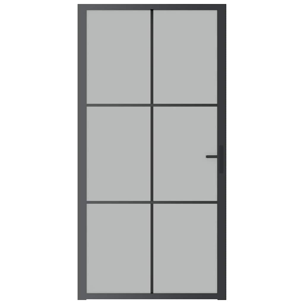Vidaus durys, juodos, 102,5x201,5cm, matinis stiklas/aliuminis