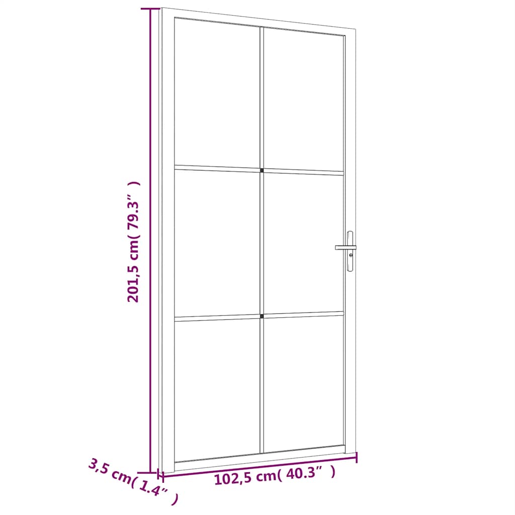 Vidaus durys, juodos, 102,5x201,5cm, matinis stiklas/aliuminis
