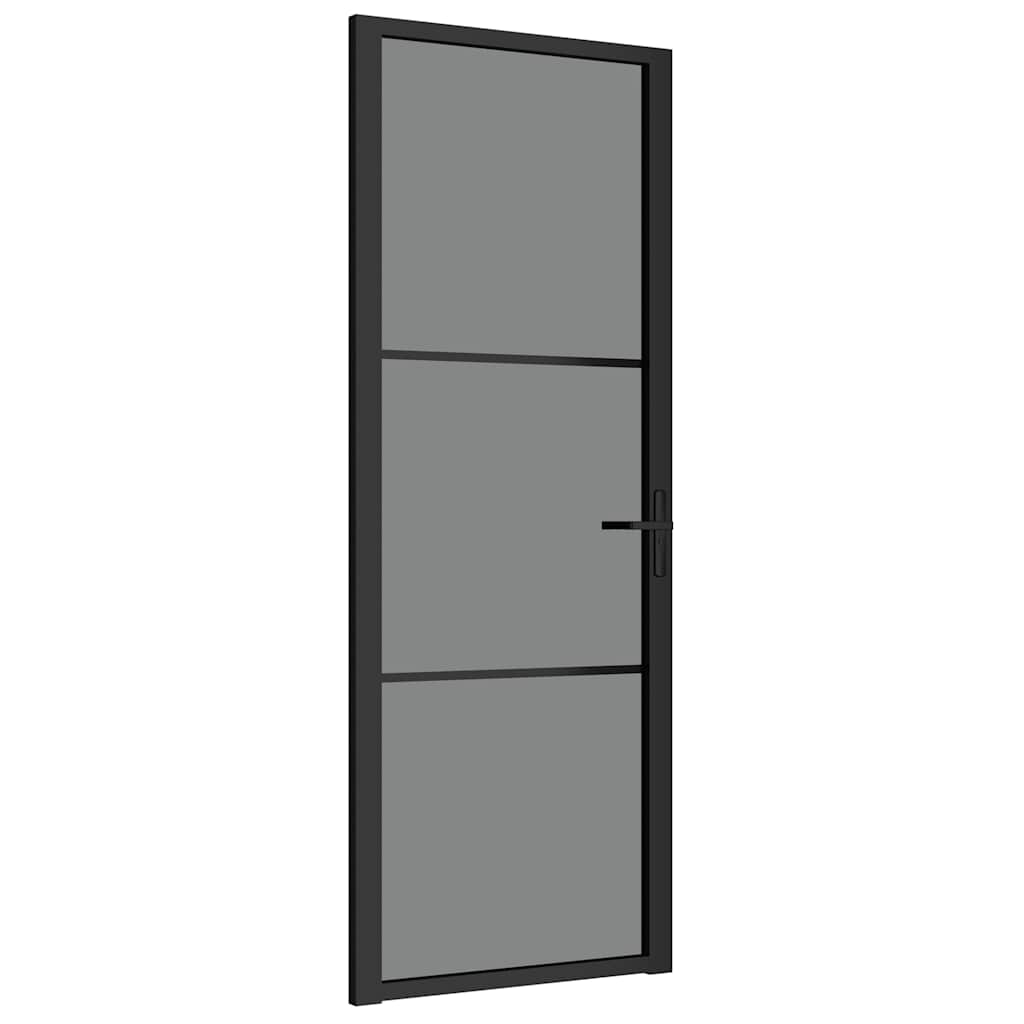 Vidaus durys, juodos, 76x201,5cm, ESG stiklas ir aliuminis