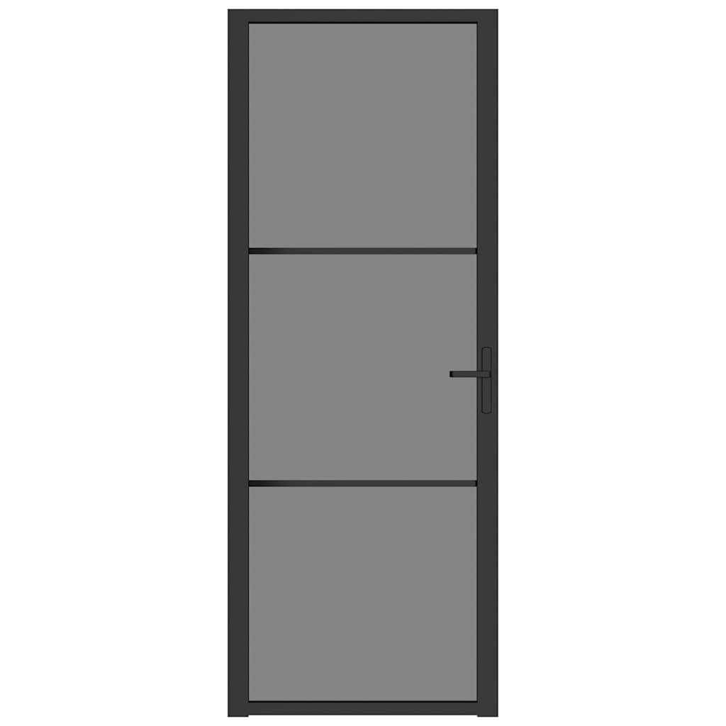 Vidaus durys, juodos, 76x201,5cm, ESG stiklas ir aliuminis
