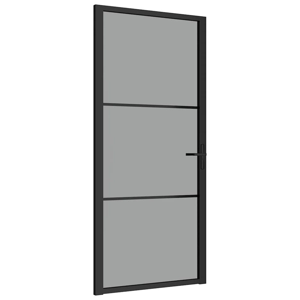 Vidaus durys, juodos, 93x201,5cm, ESG stiklas ir aliuminis
