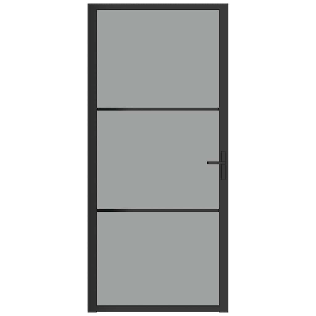Vidaus durys, juodos, 93x201,5cm, ESG stiklas ir aliuminis