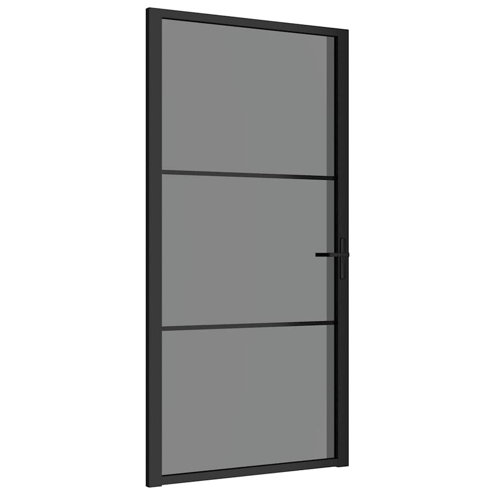 Vidaus durys, juodos, 102,5x201,5cm, ESG stiklas ir aliuminis