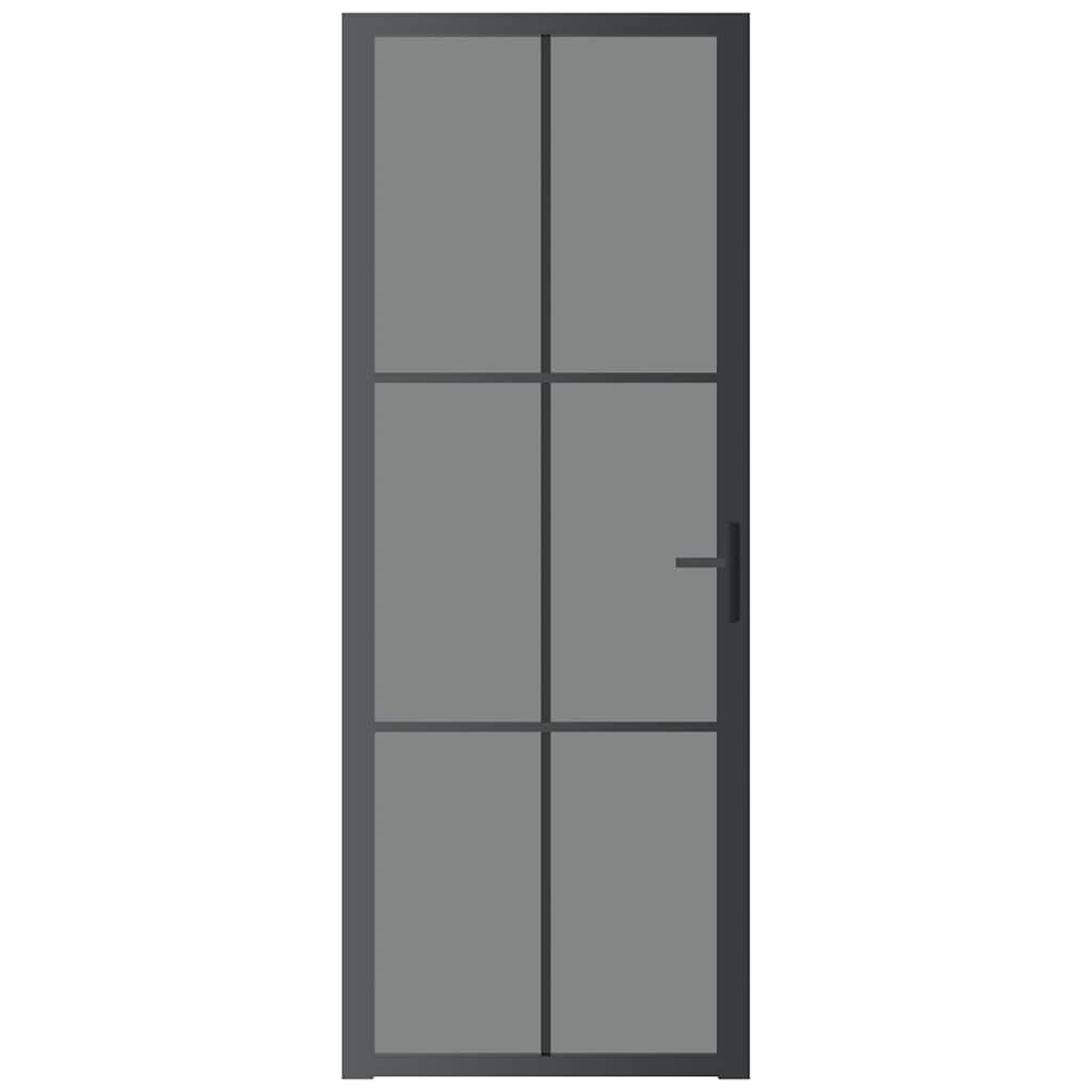 Vidaus durys, juodos, 76x201,5cm, ESG stiklas ir aliuminis