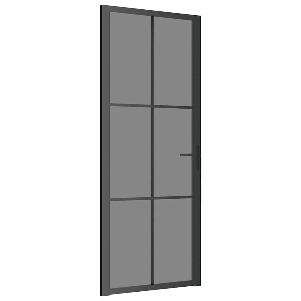 Vidaus durys, juodos, 83x201,5cm, ESG stiklas ir aliuminis