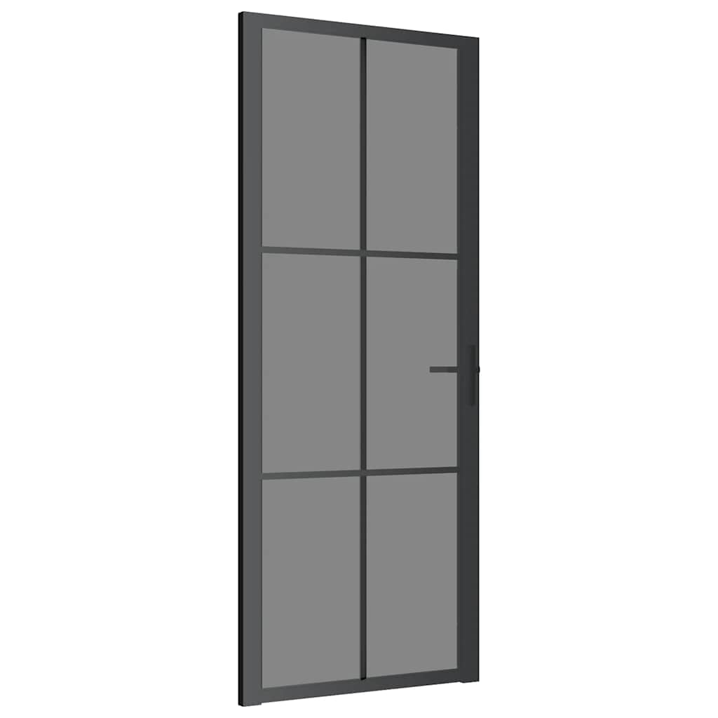 Vidaus durys, juodos, 83x201,5cm, ESG stiklas ir aliuminis
