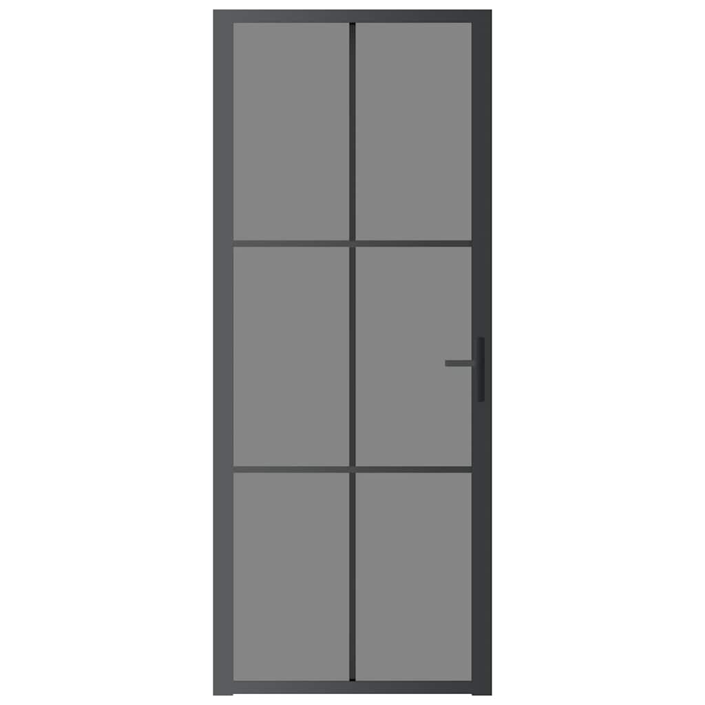 Vidaus durys, juodos, 83x201,5cm, ESG stiklas ir aliuminis