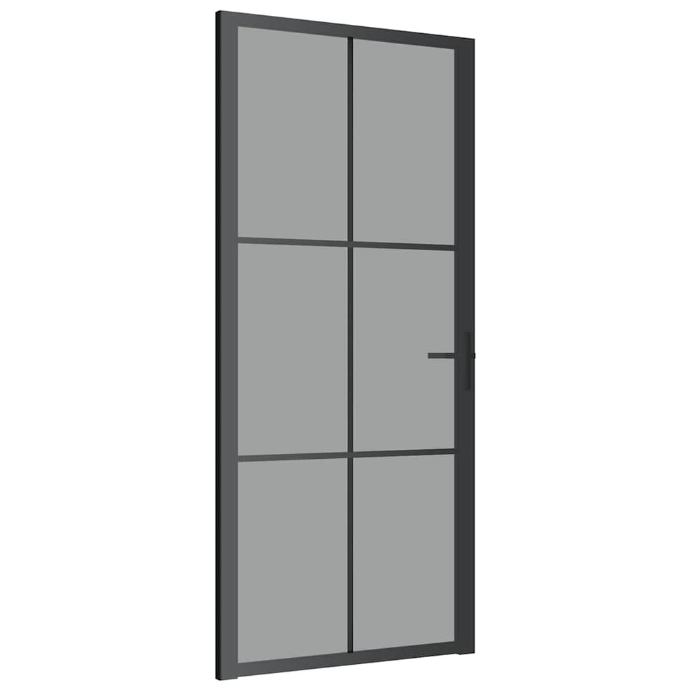 Vidaus durys, juodos, 93x201,5cm, ESG stiklas ir aliuminis