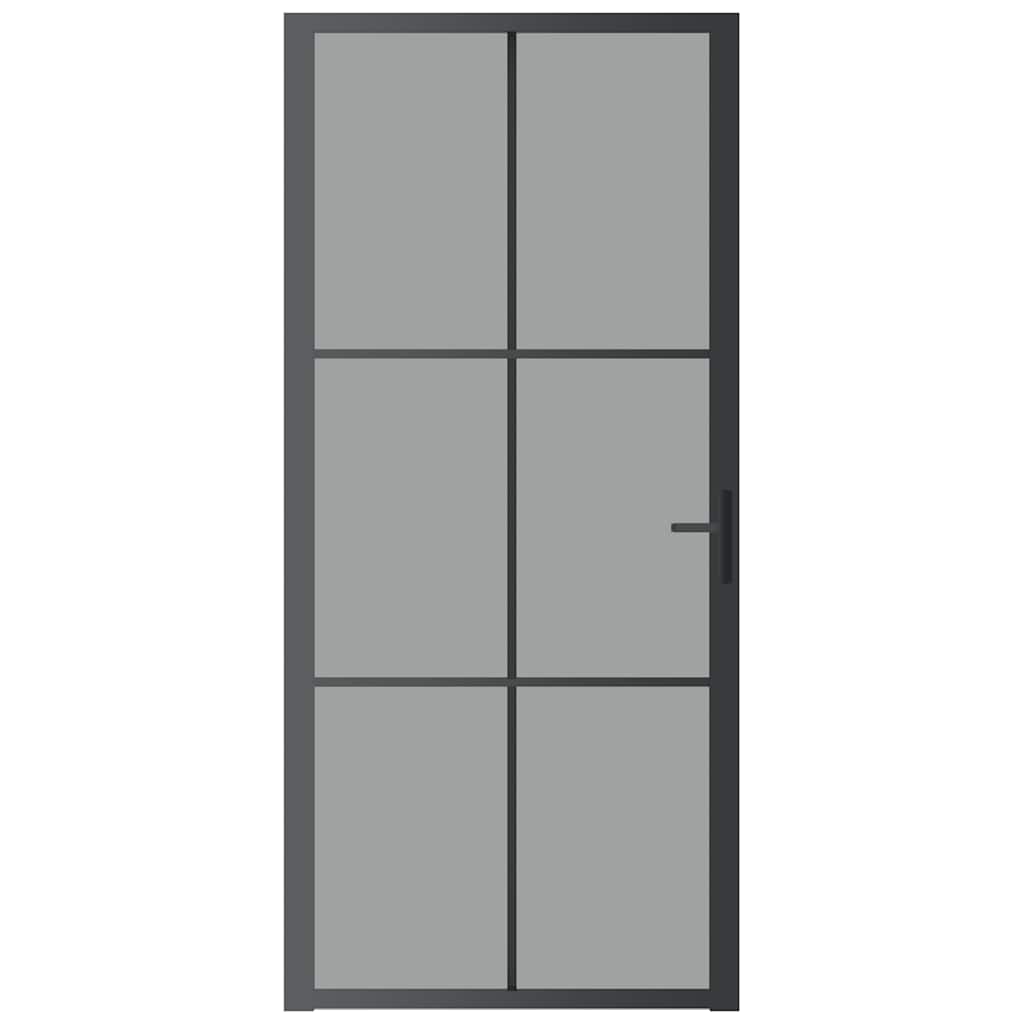 Vidaus durys, juodos, 93x201,5cm, ESG stiklas ir aliuminis