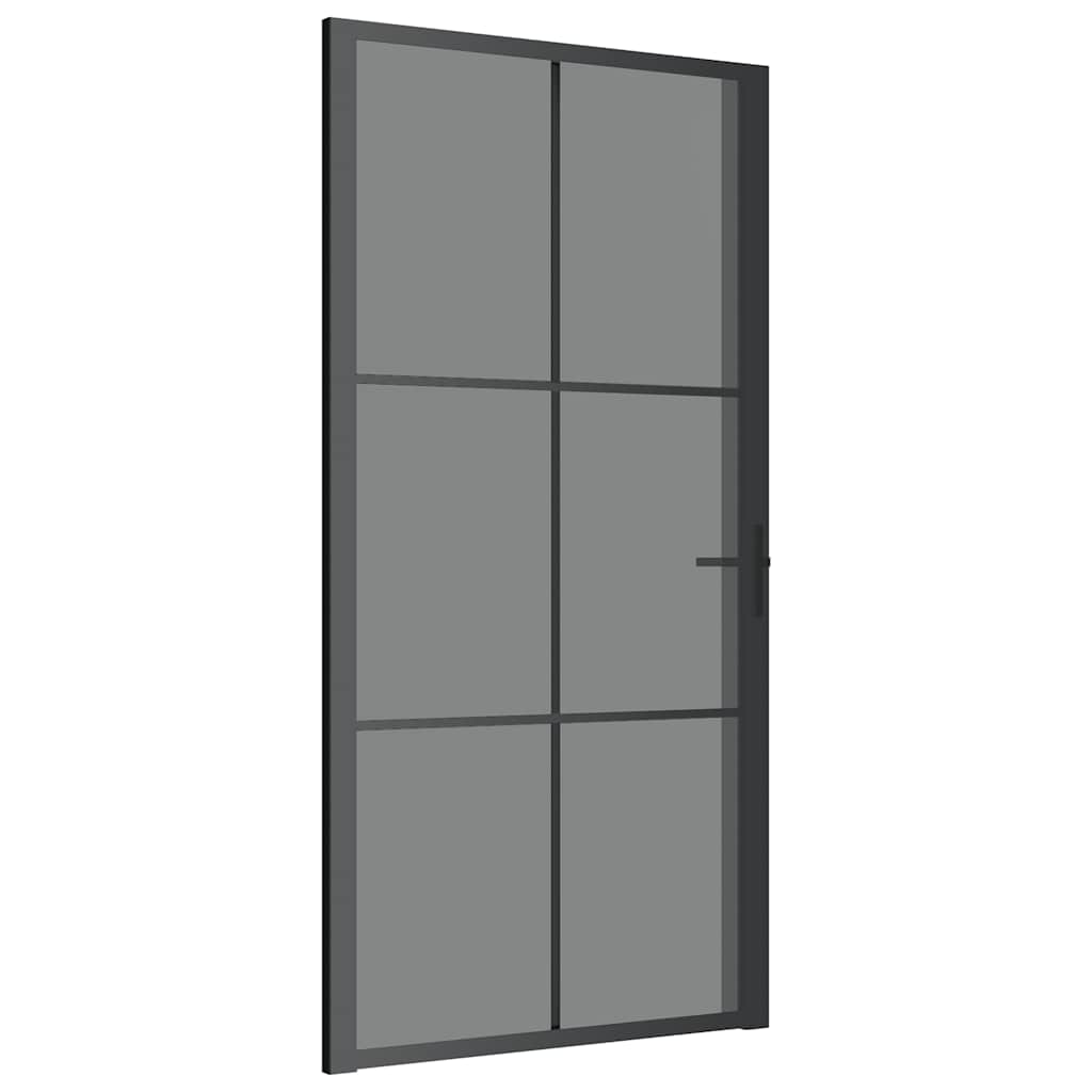 Vidaus durys, juodos, 102,5x201,5cm, ESG stiklas ir aliuminis