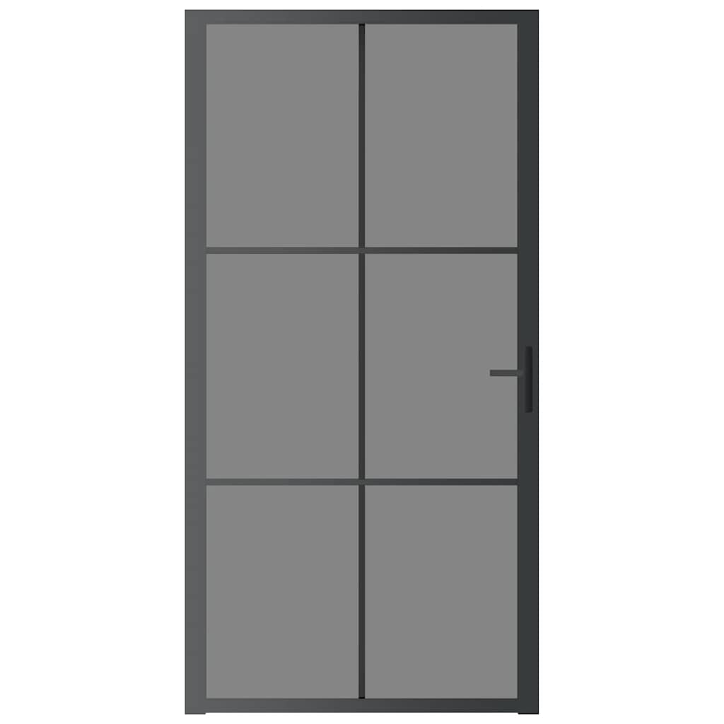 Vidaus durys, juodos, 102,5x201,5cm, ESG stiklas ir aliuminis