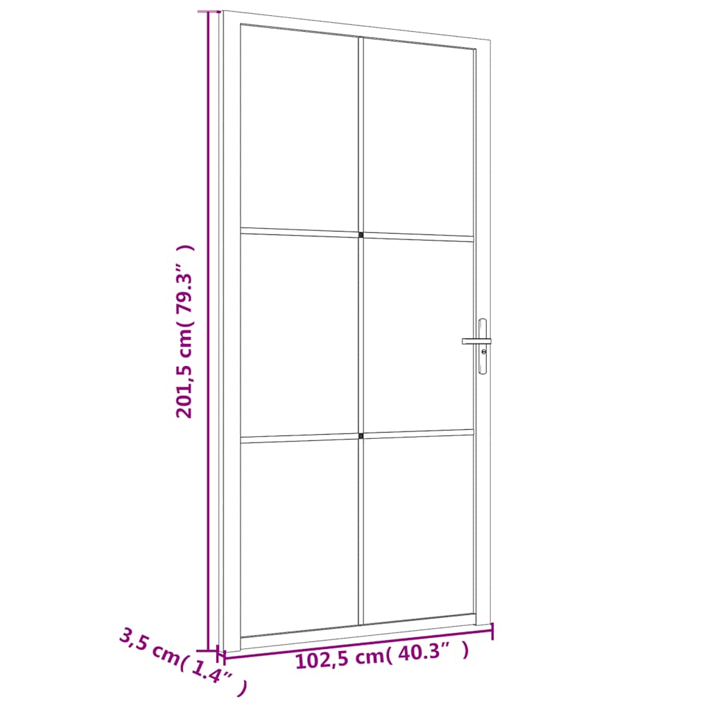 Vidaus durys, juodos, 102,5x201,5cm, ESG stiklas ir aliuminis