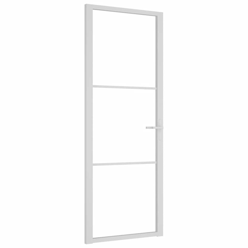 Vidaus durys, baltos, 76x201,5cm, ESG stiklas ir aliuminis