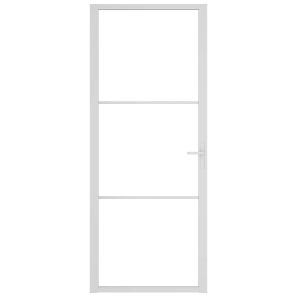 Vidaus durys, baltos, 83x201,5cm, ESG stiklas ir aliuminis