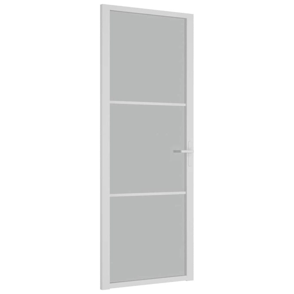 Vidaus durys, baltos, 76x201,5cm, matinis stiklas ir aliuminis