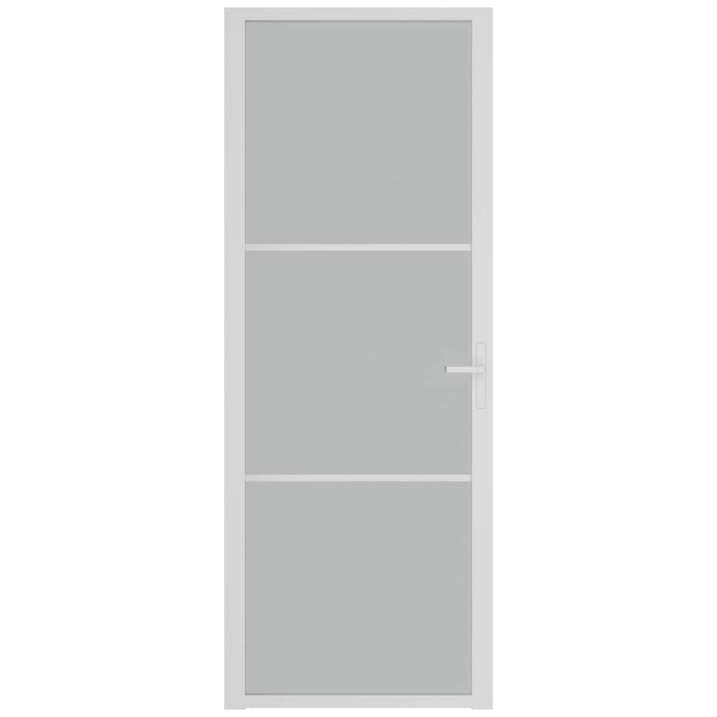 Vidaus durys, baltos, 76x201,5cm, matinis stiklas ir aliuminis