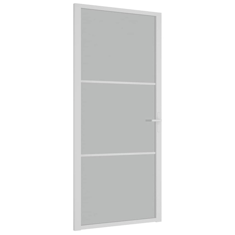 Vidaus durys, baltos, 93x201,5cm, matinis stiklas ir aliuminis