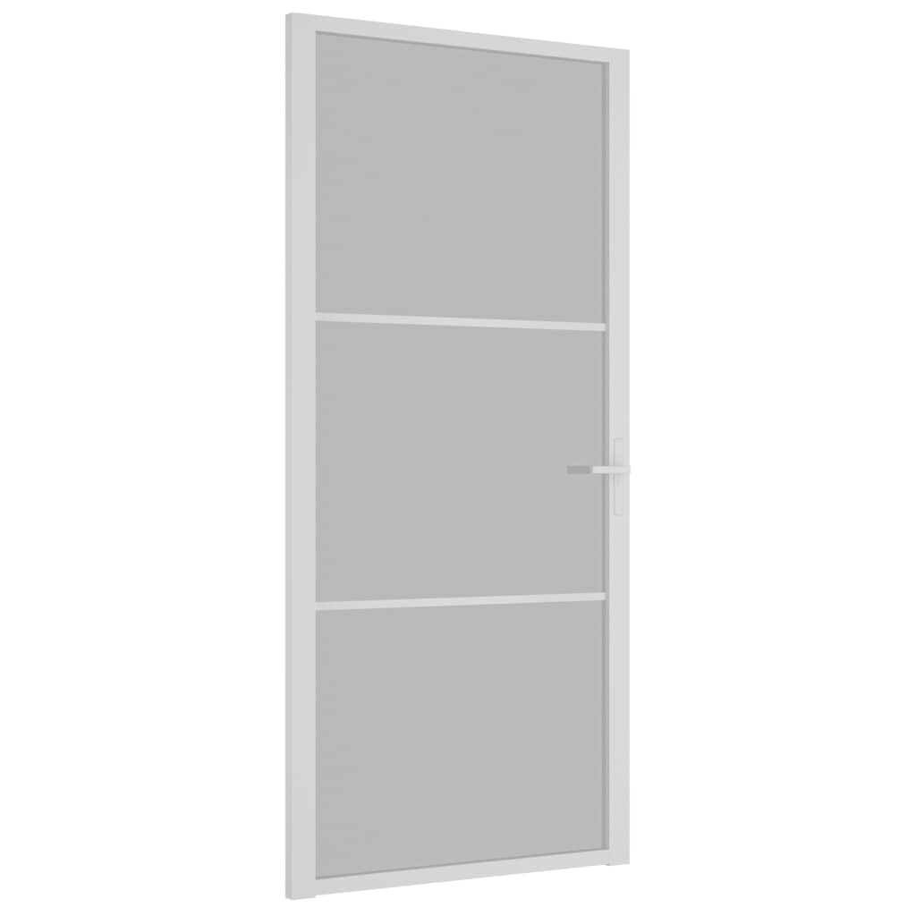 Vidaus durys, baltos, 93x201,5cm, matinis stiklas ir aliuminis