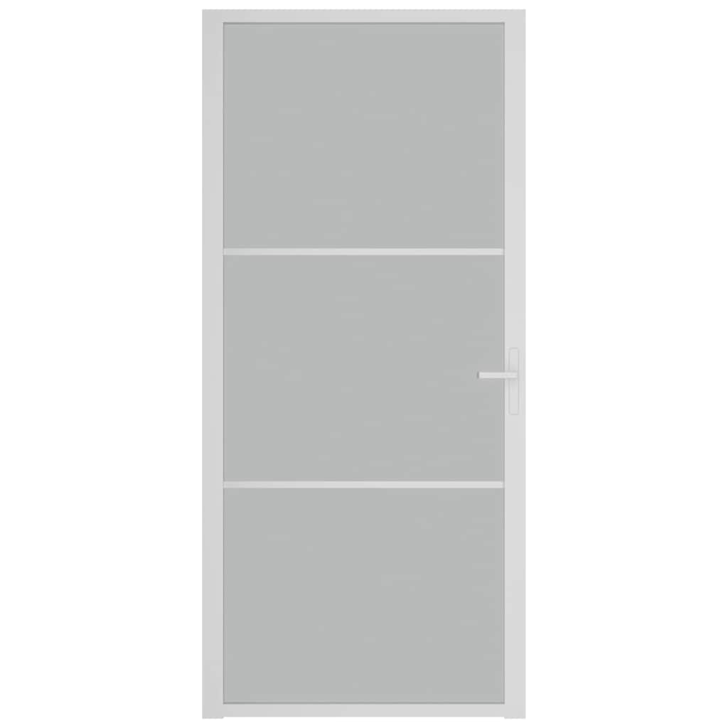 Vidaus durys, baltos, 93x201,5cm, matinis stiklas ir aliuminis