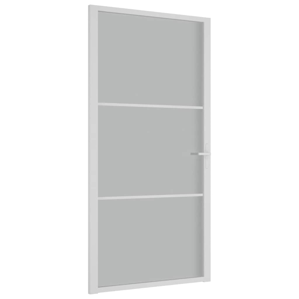 Vidaus durys, baltos, 102,5x201,5cm, matinis stiklas/aliuminis