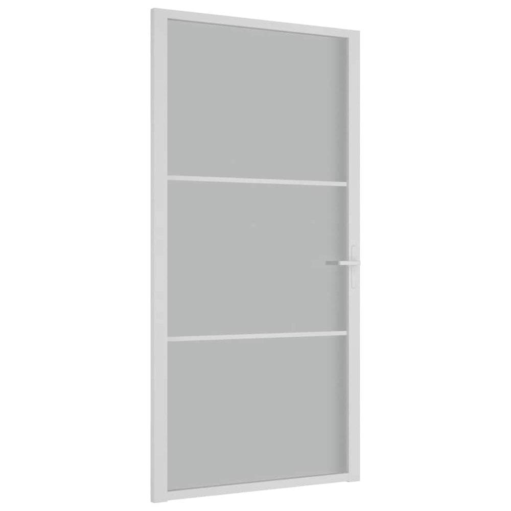 Vidaus durys, baltos, 102,5x201,5cm, matinis stiklas/aliuminis