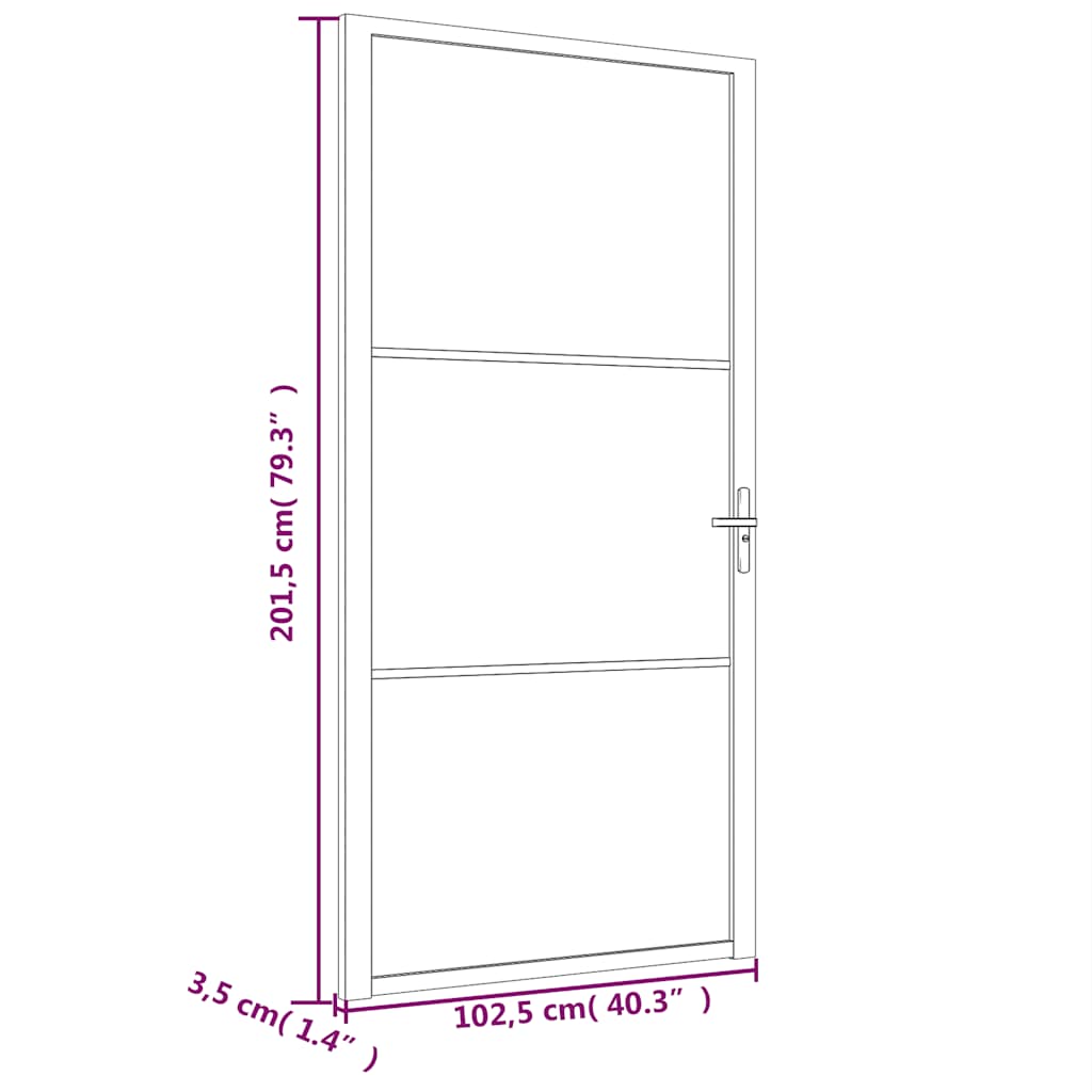 Vidaus durys, baltos, 102,5x201,5cm, matinis stiklas/aliuminis