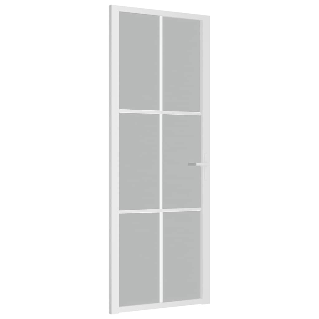 Vidaus durys, baltos, 76x201,5cm, matinis stiklas ir aliuminis