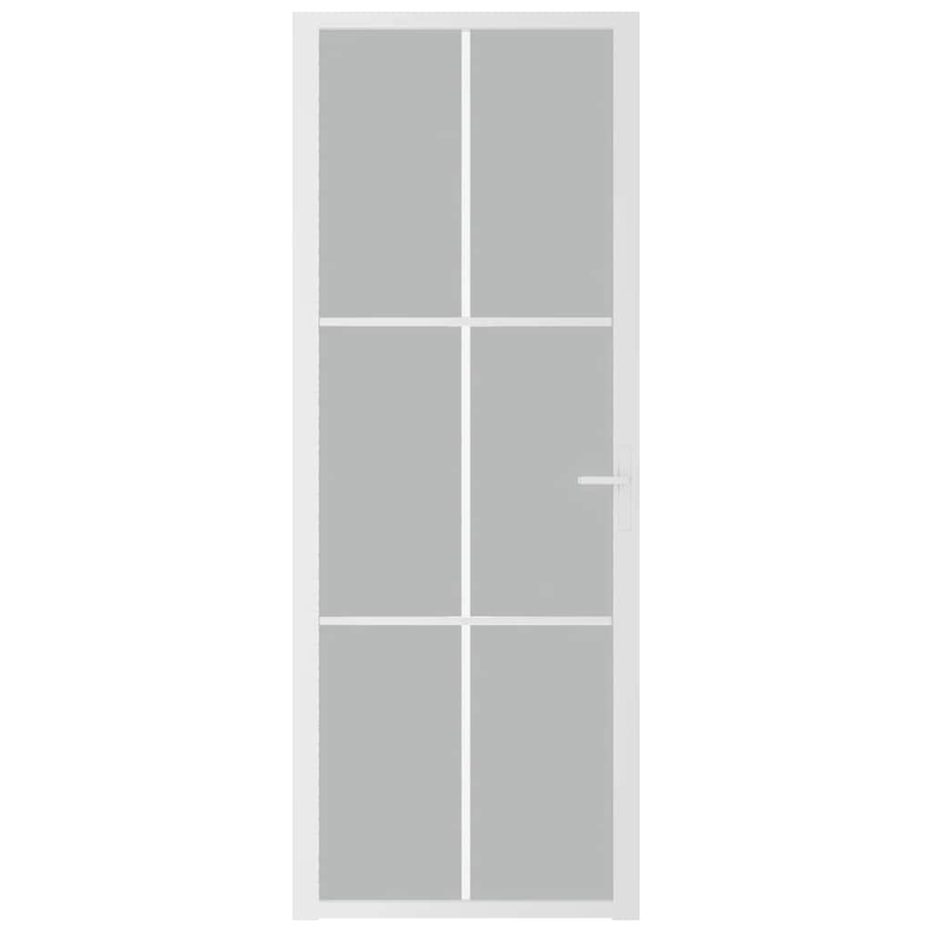 Vidaus durys, baltos, 76x201,5cm, matinis stiklas ir aliuminis