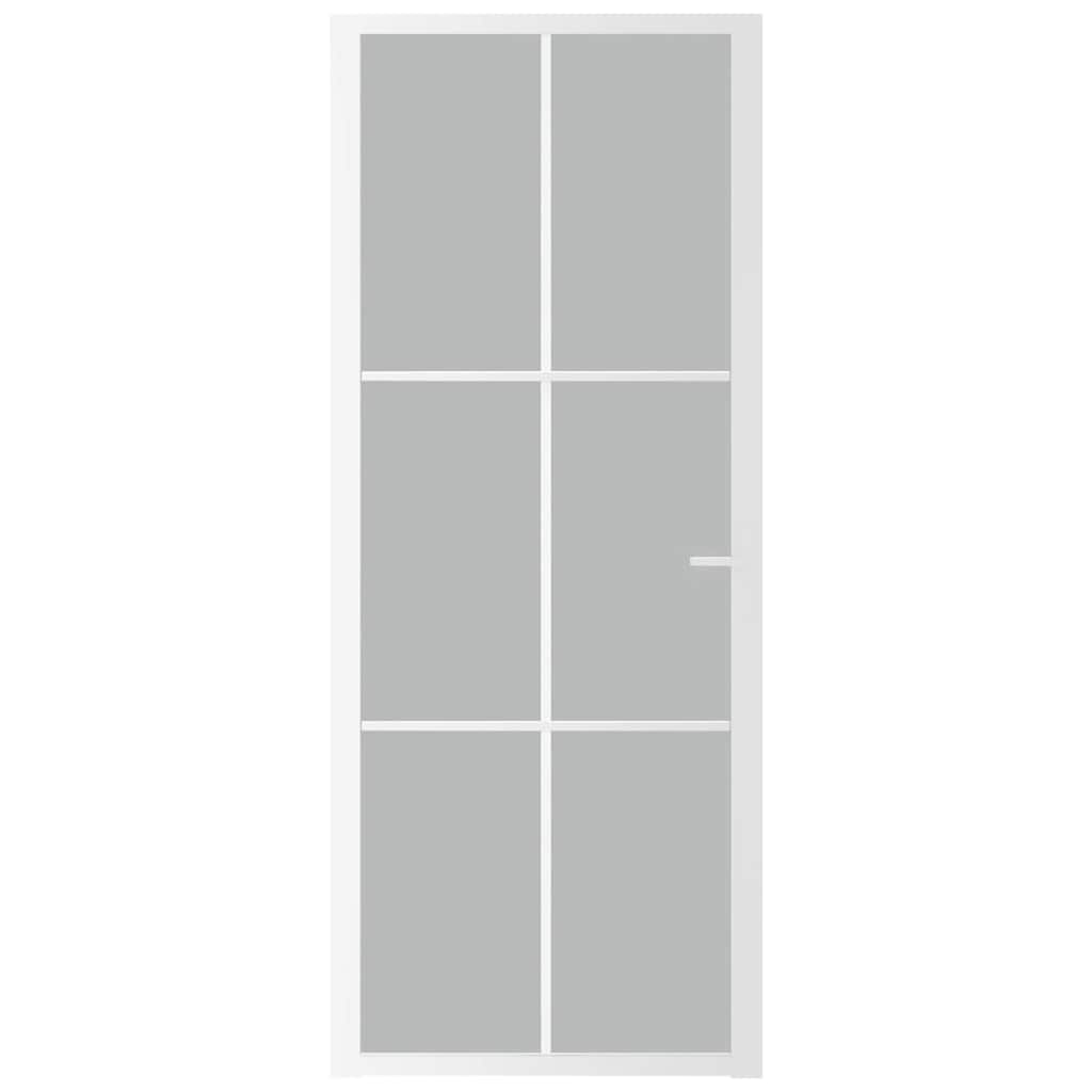 Vidaus durys, baltos, 83x201,5cm, matinis stiklas ir aliuminis