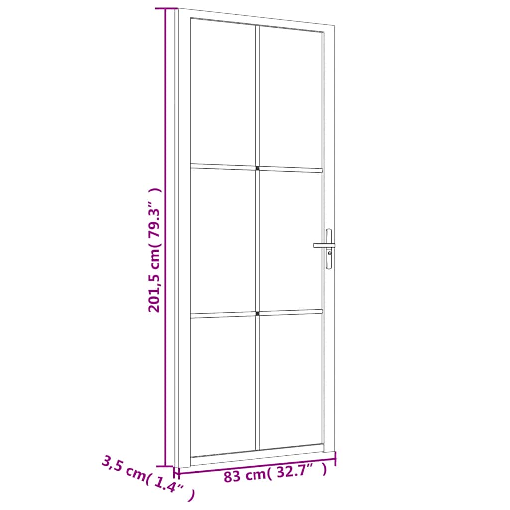 Vidaus durys, baltos, 83x201,5cm, matinis stiklas ir aliuminis