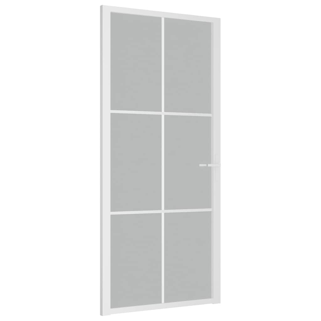 Vidaus durys, baltos, 93x201,5cm, matinis stiklas ir aliuminis