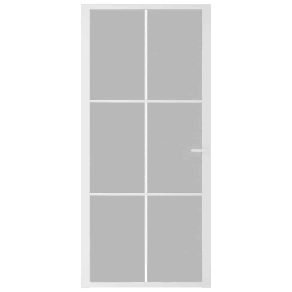 Vidaus durys, baltos, 93x201,5cm, matinis stiklas ir aliuminis