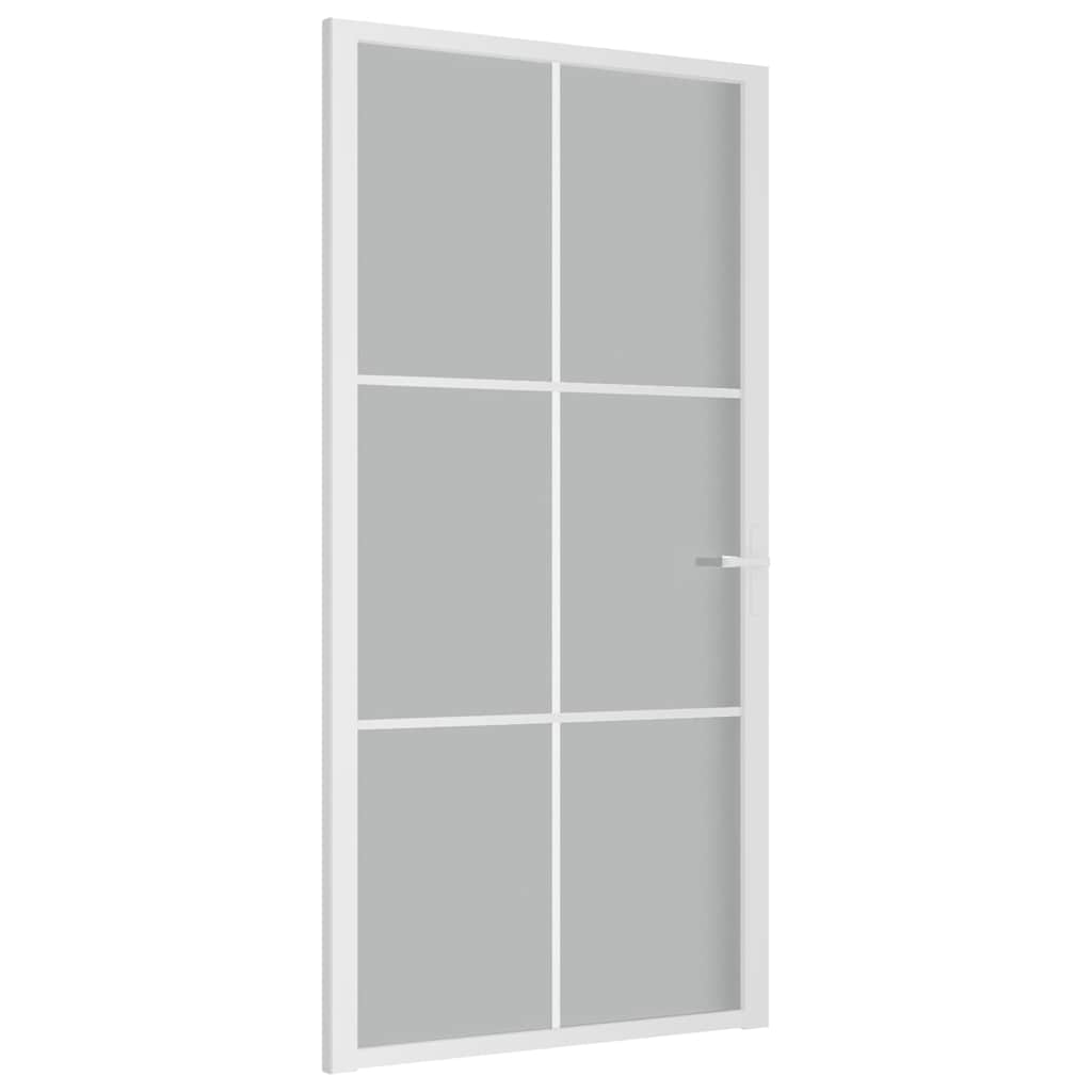 Vidaus durys, baltos, 102,5x201,5cm, matinis stiklas/aliuminis