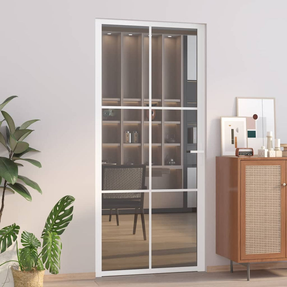Vidaus durys, baltos, 93x201,5cm, ESG stiklas ir aliuminis