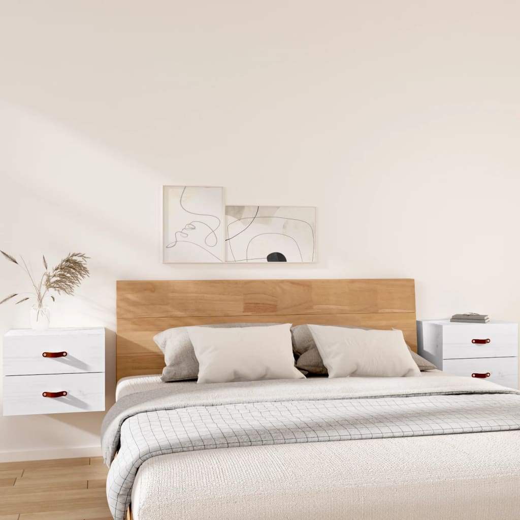 Wall-mounted bedside tables, 2 pcs., white, 50x36x40cm