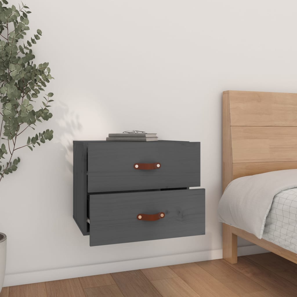 Wall-mounted nightstands, 2 pcs., grey, 50x36x40cm