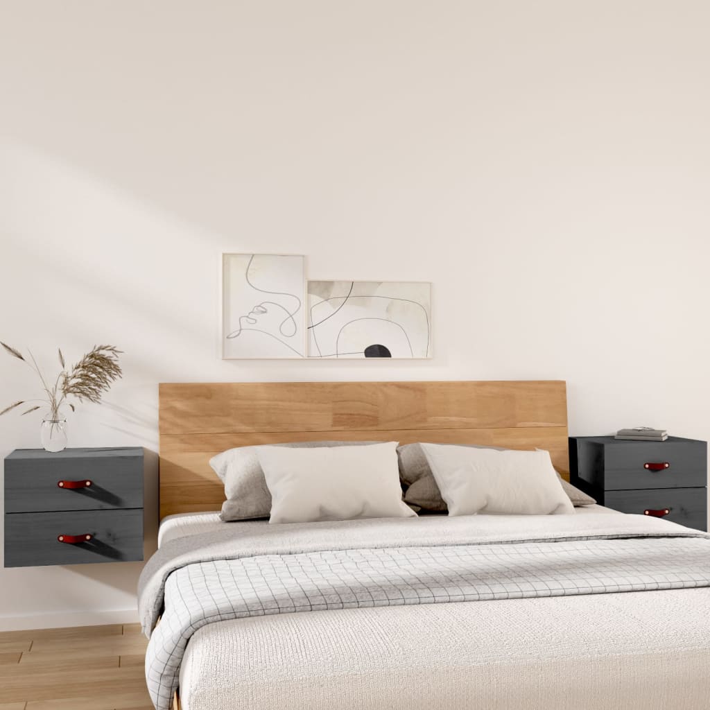 Wall-mounted nightstands, 2 pcs., grey, 50x36x40cm