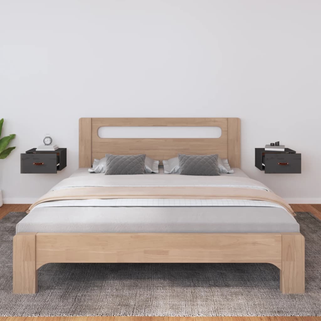 Wall-mounted bedside tables, 2 pcs., grey, 40x29.5x22cm