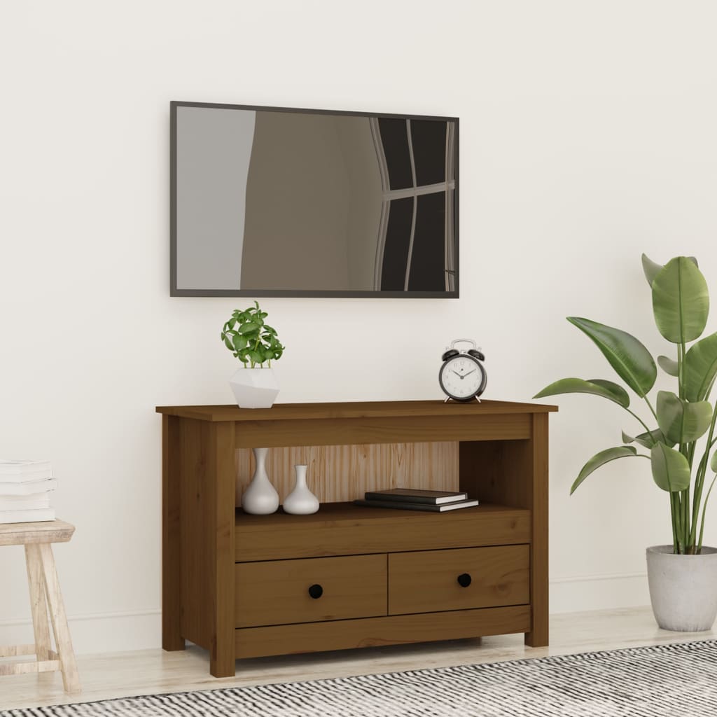 Televizoriaus spintelė, medaus ruda, 79x35x52cm, pušies masyvas