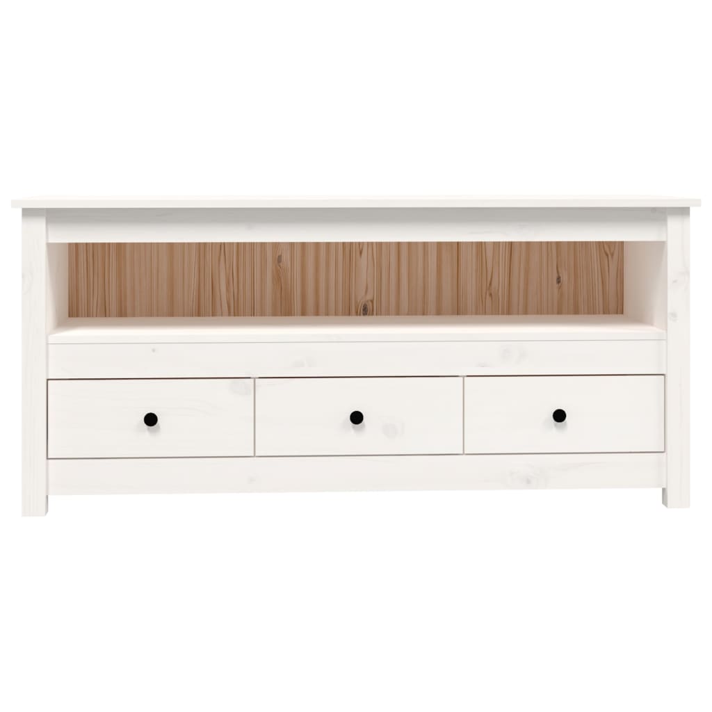 TV bench, white, 114x35x52cm, solid pine