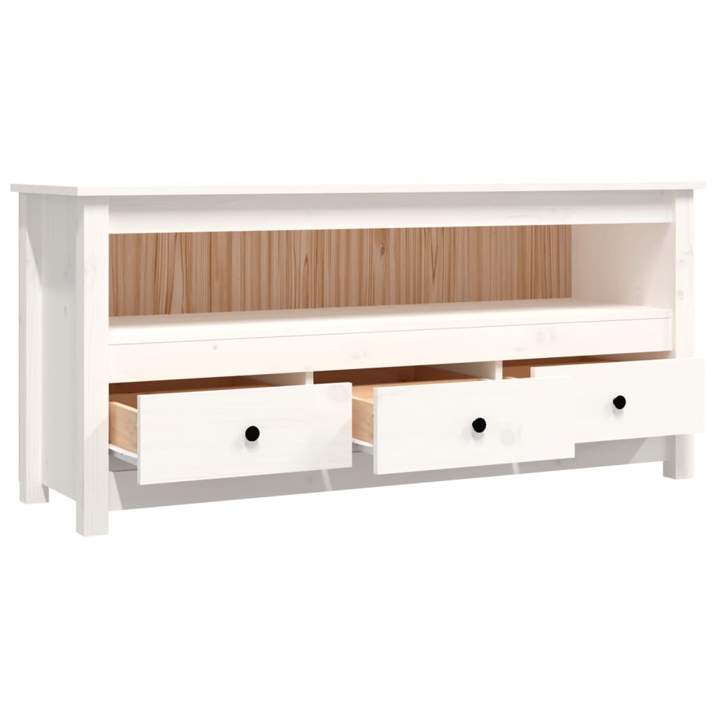 TV bench, white, 114x35x52cm, solid pine
