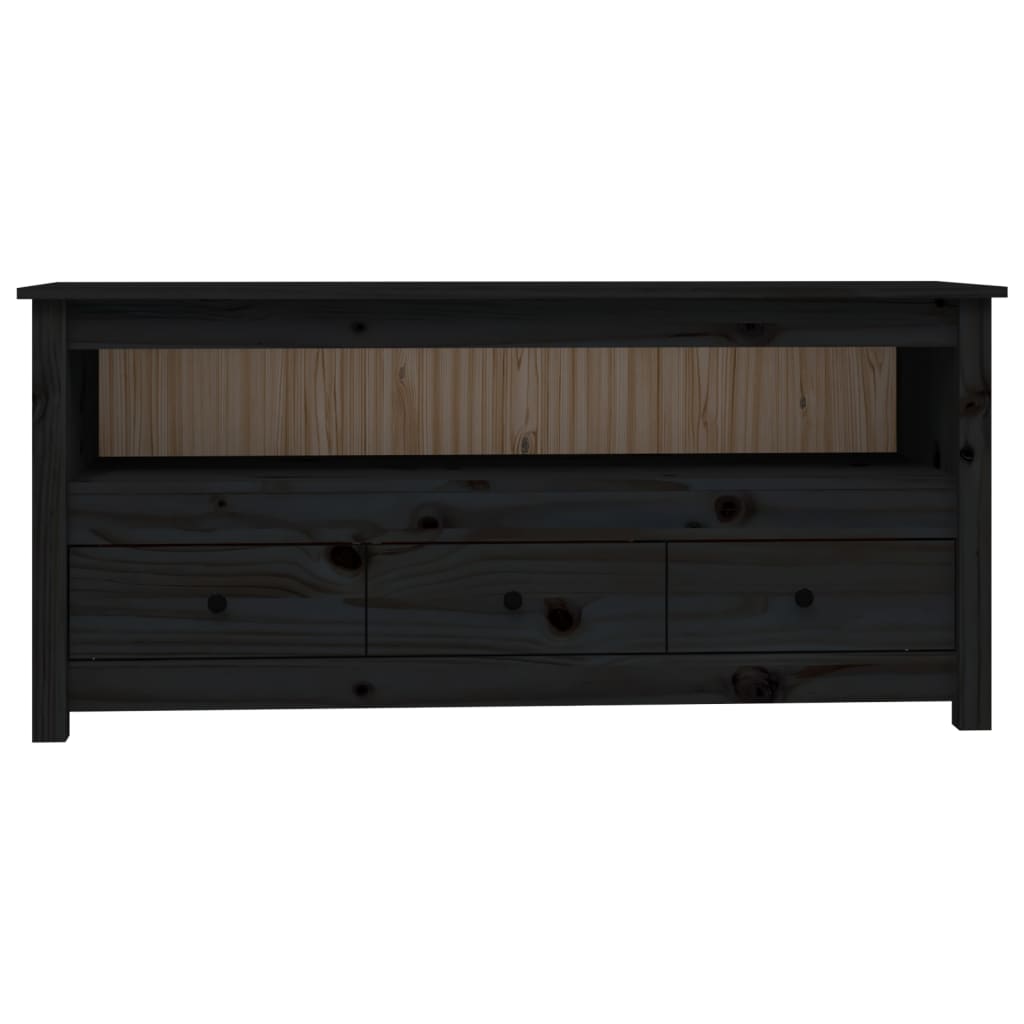 TV skapītis, melns, 114x35x52cm, masīvkoks no priedes