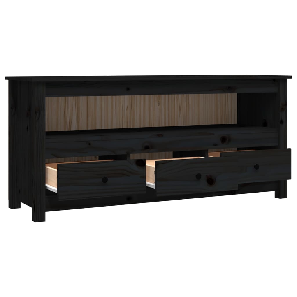 TV skapītis, melns, 114x35x52cm, masīvkoks no priedes