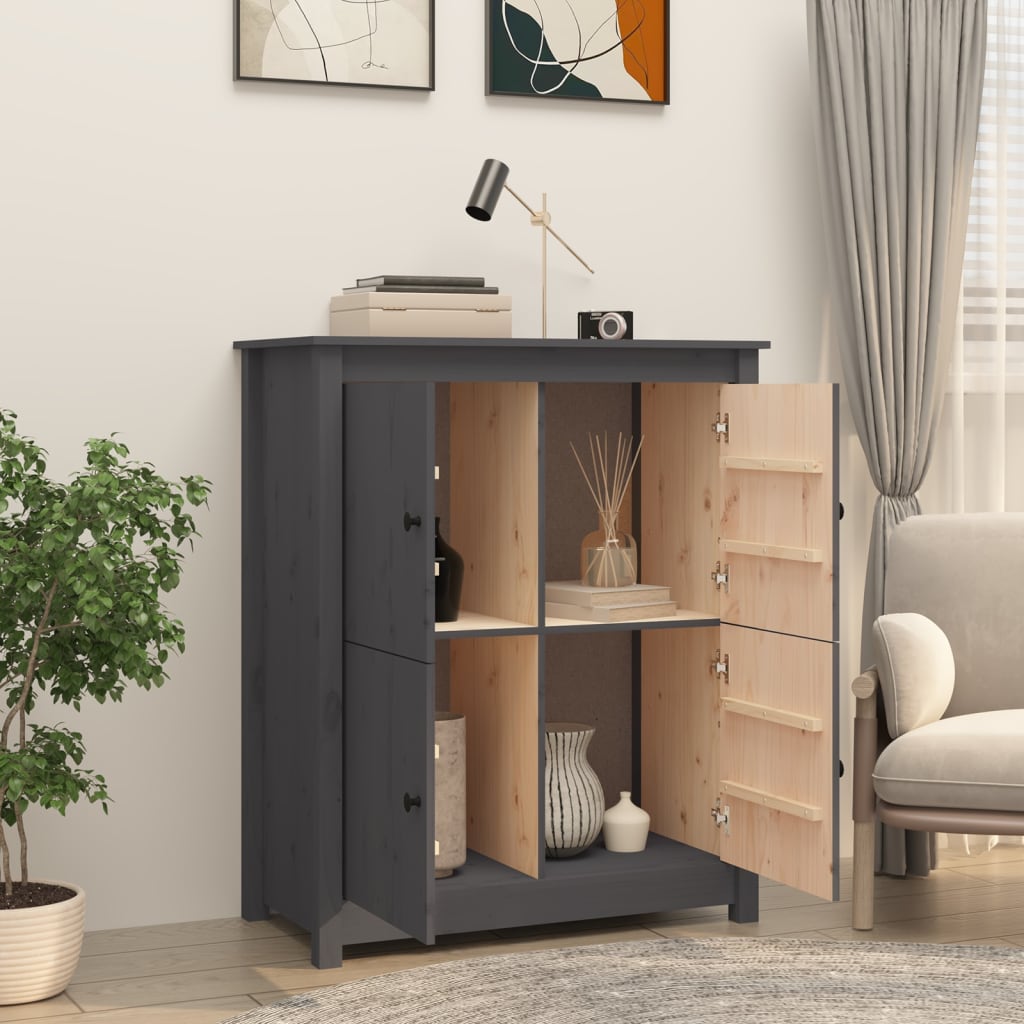 Sideboard, grey, 83x41.5x100cm, solid pine wood
