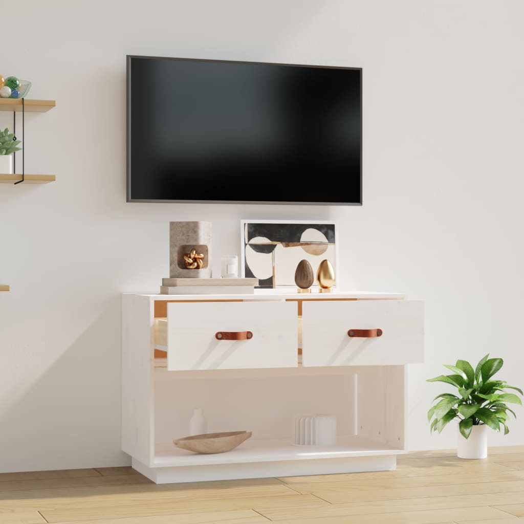 TV skapītis, balts, 90x40x60cm, priedes masīvkoks