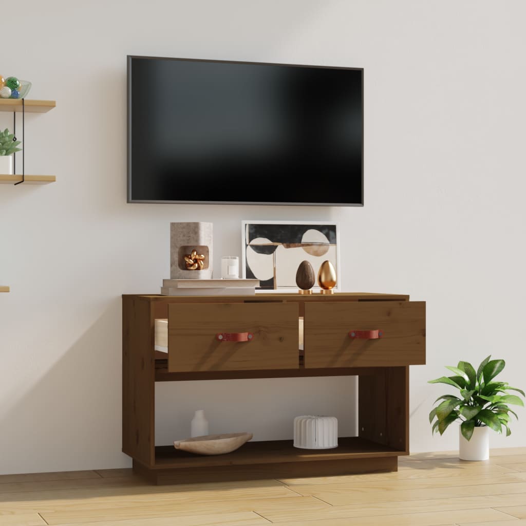 TV cabinet, honey brown, 90x40x60cm, solid pine