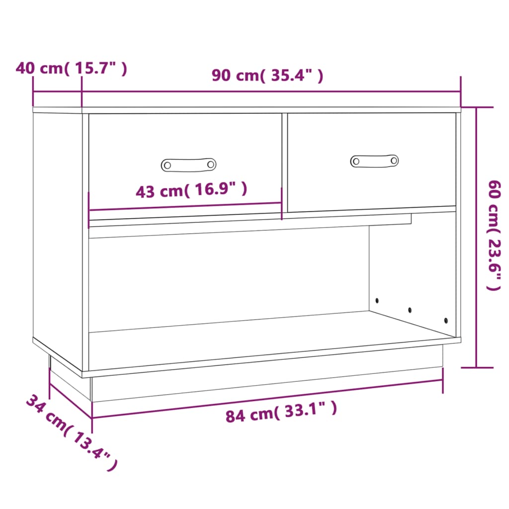 TV cabinet, honey brown, 90x40x60cm, solid pine