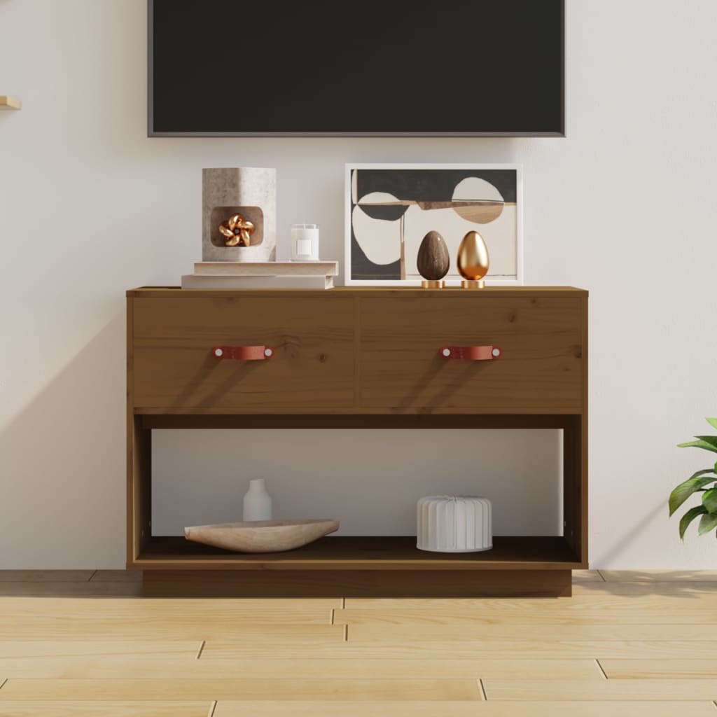 TV cabinet, honey brown, 90x40x60cm, solid pine